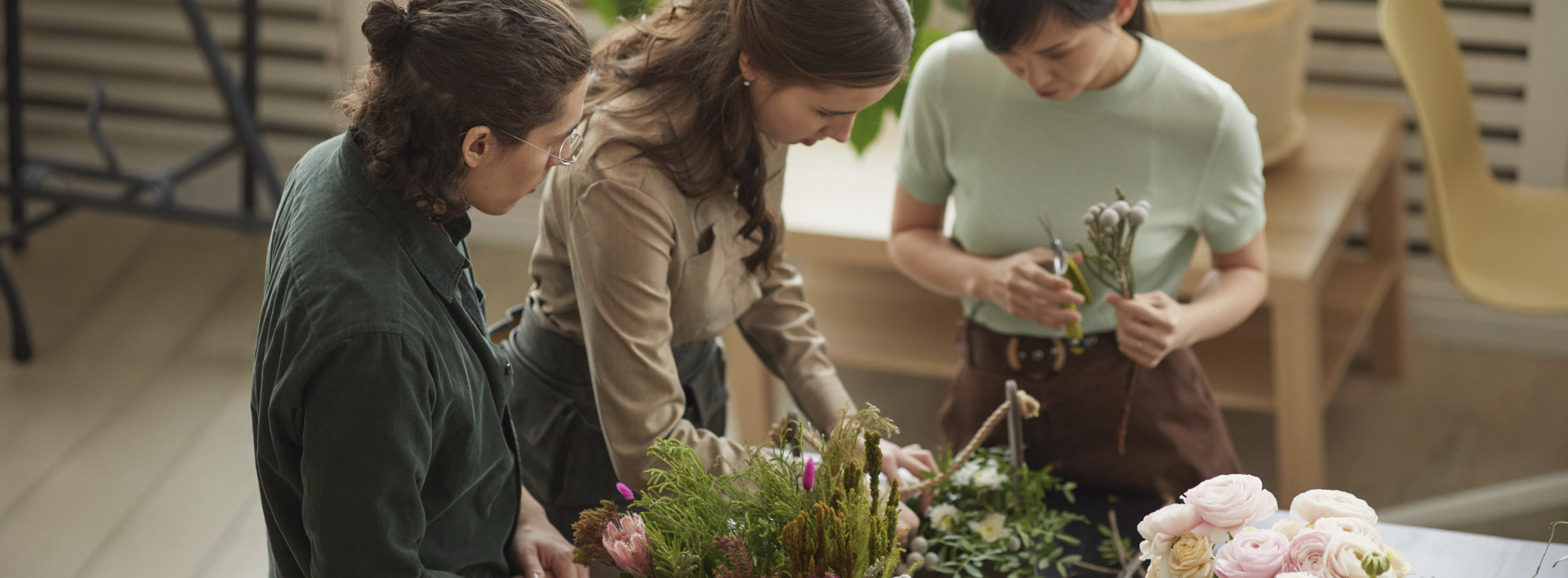 Fleuriste et ses apprentis