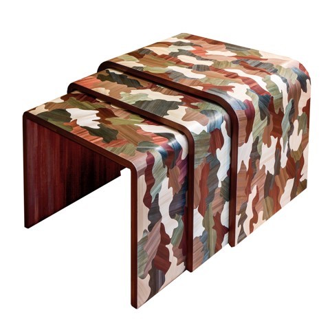 Console gigogne marqueterie effet camouflage 