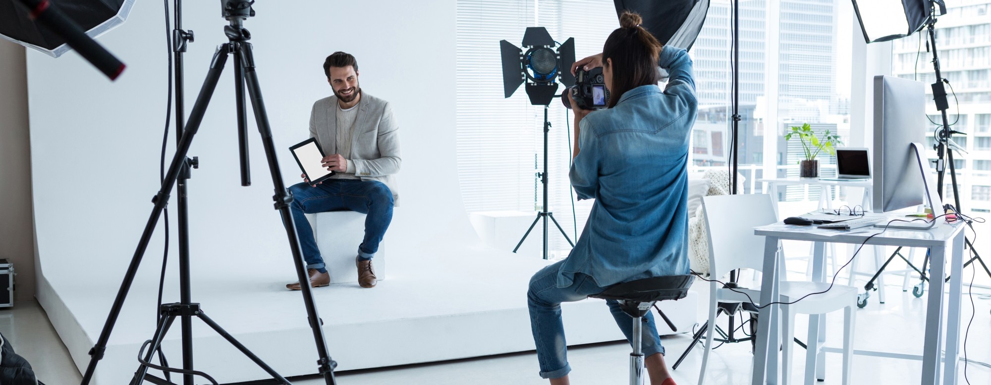 Photographe en plein travail