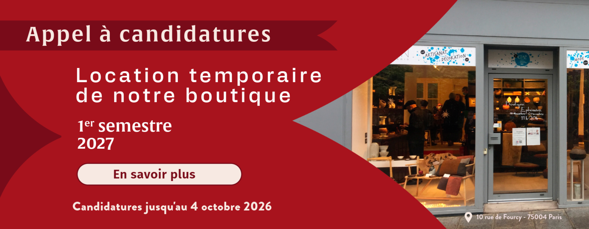 Bannière Boutique rue de Fourcy
