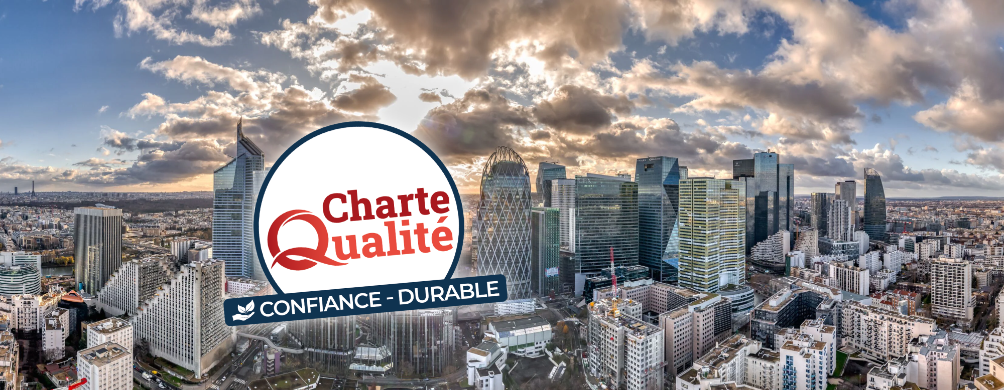 Puteaux vue du haut avec logo Charte qualité Confiance durable 