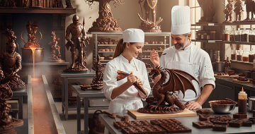 Artisan et son apprentie chocolatière