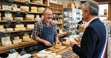 Un élu rend visite à un artisan fromager